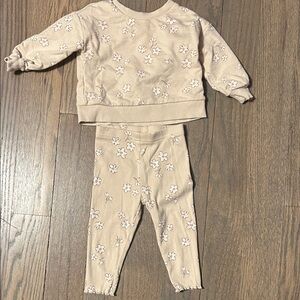 Toddler Two-Piece Floral Sweatshirt & Legging Set - Beige